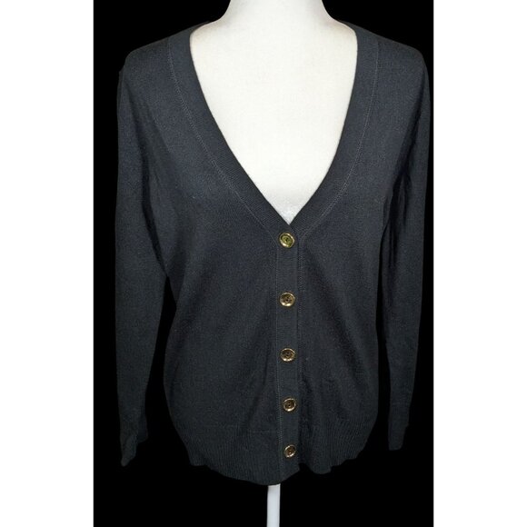 Vintage Draper's & Damon's Petite Black Button Up Cardigan - Picture 1 of 3